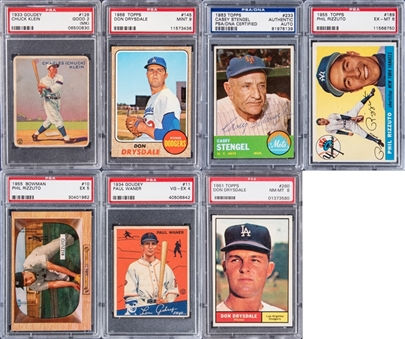 1933-68 Topps and Other Brands Baseball Hall of Famers PSA-Graded Collection (7 Different) – Including a Casey Stengel Signed Example!